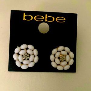Bebe Pearl Flower Earrings Gold